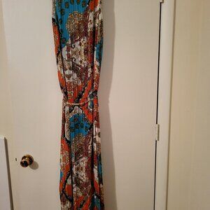 Ladies "MSK" Multi Color/Print Maxi Dress with Shoulder Chain Detail (10)